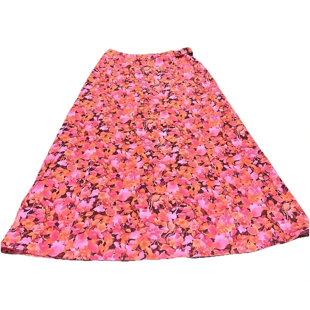 Vintage 90s Talbot's Pink Floral A-Line Maxi Skirt Cottage Women's Petite 6 Flaw
